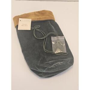 Pottery Barn Velvet Wine Bag Green Gold 11"x6" New With Tag Gift Christmas Brown